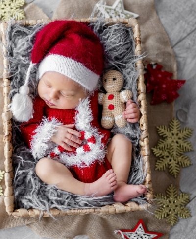 Newborn baby christmas portrait